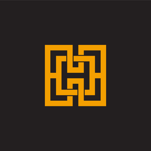 字母ho简单链接方形几何标志图片下载