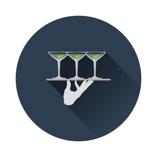 服务员拿着托盘和马提尼酒杯图标图片下载