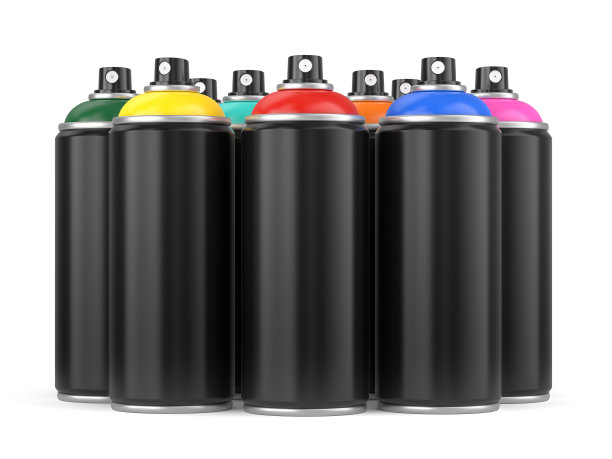 一组金属喷漆罐孤立在白色上图片下载