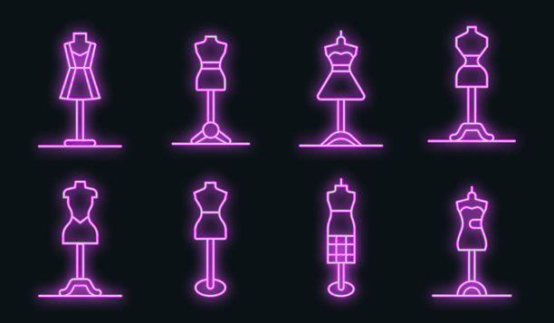 模特图标设置霓虹灯图片下载