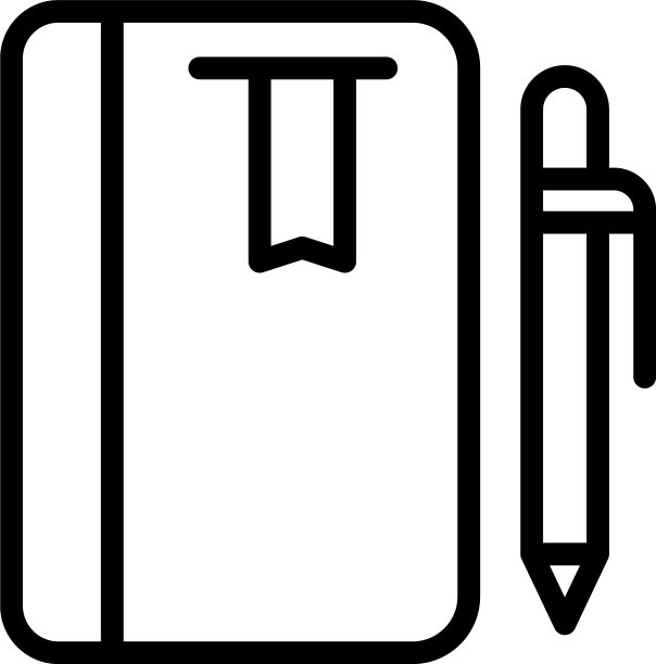 笔记本和钢笔图标轮廓风格图片下载