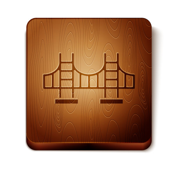 棕色金门大桥图标孤立在白色图片下载