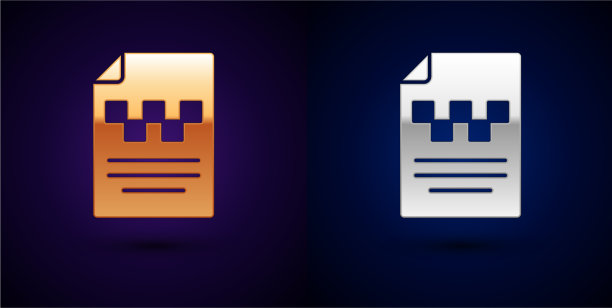 金色和银色出租车驾驶证图标隔离图片下载