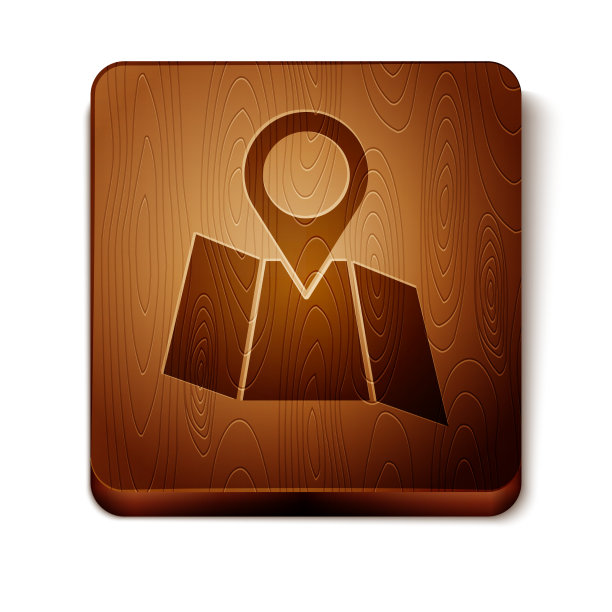 棕色折叠地图与位置标记图标图片下载