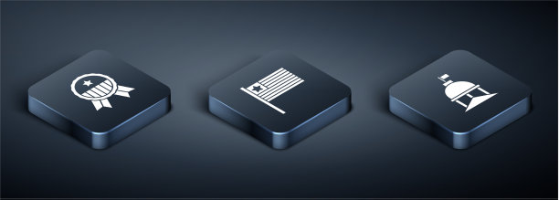 设置等距奖章与明星白宫和图片下载