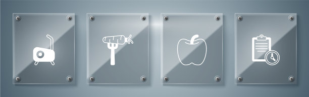 设置运动训练计划，叉子上的苹果胡萝卜图片下载