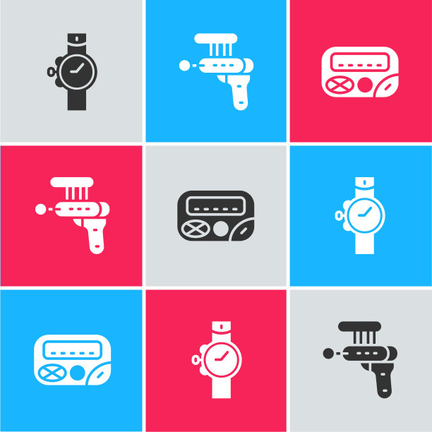 设置腕表射线枪和寻呼机图标图片下载