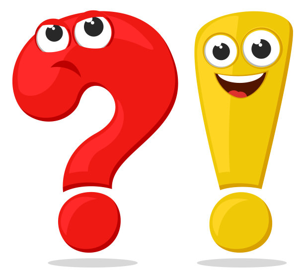 感叹号和问号和白色的表情符号图片下载