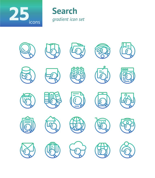 搜索渐变图标集图片下载