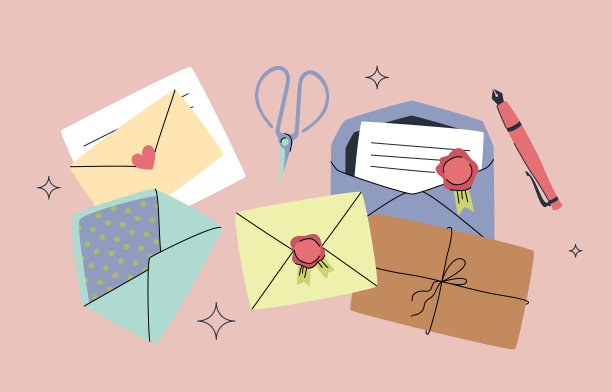 信件及纸张插图图片下载