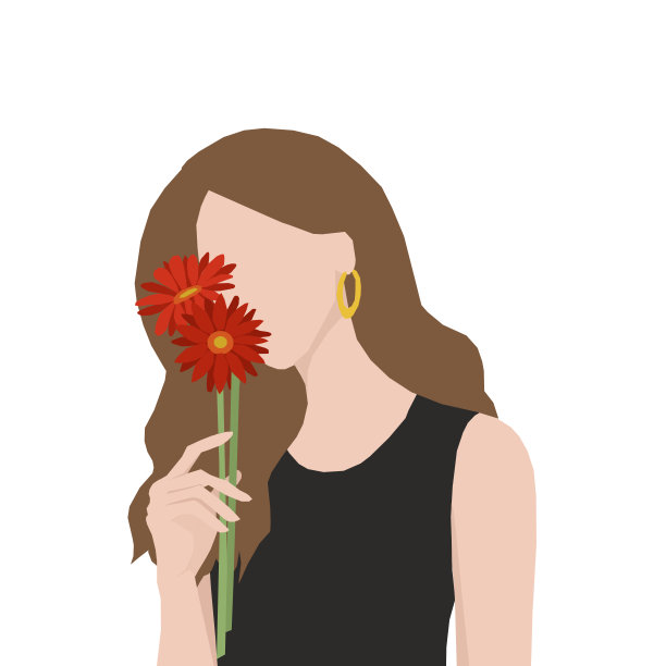 一个戴着非洲菊花的女孩图片下载