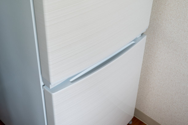 一台新的日本产的白色冰箱。图片下载