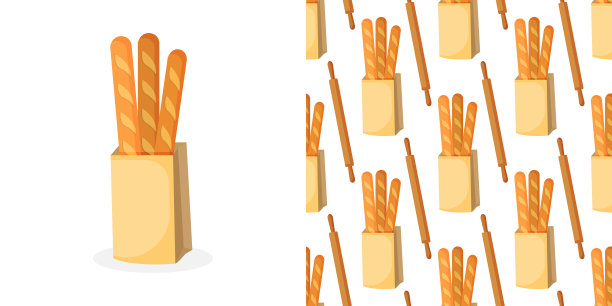 包面包、牛皮纸、擀面杖图片下载