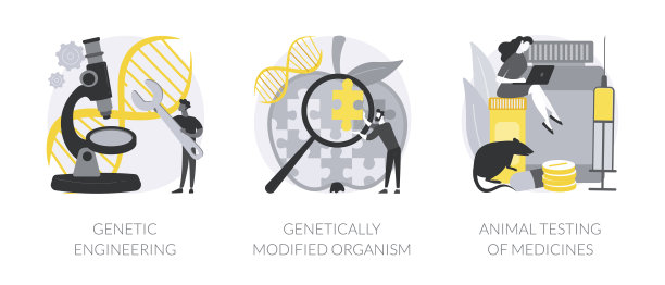 生物技术抽象概念矢量插图。图片下载