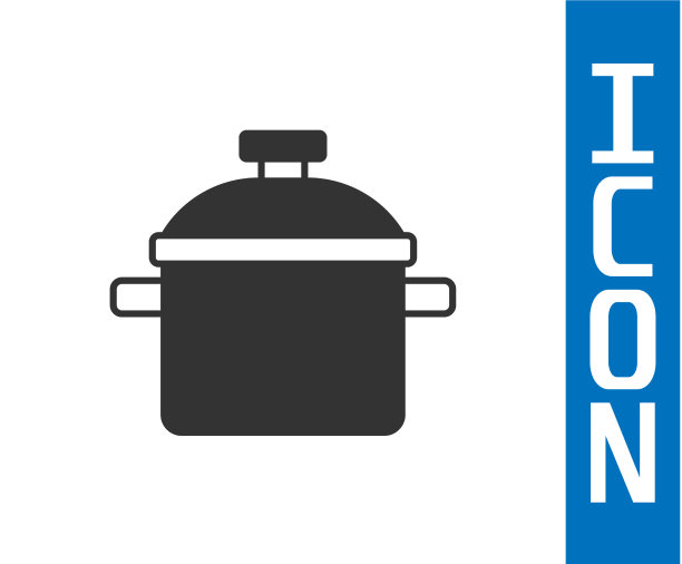 灰色烹饪锅图标孤立在白色背景图片下载