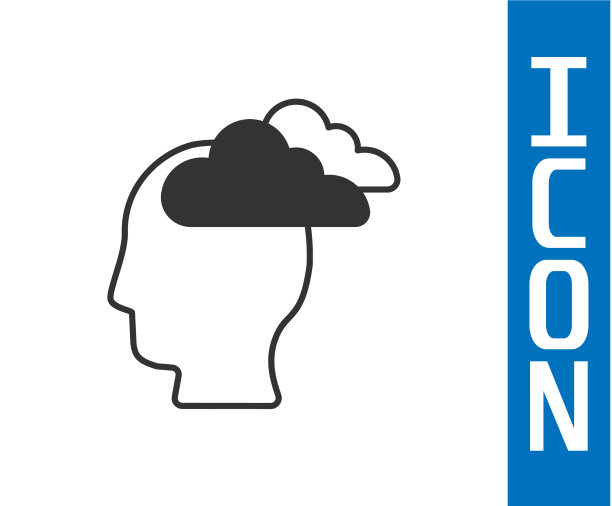 灰色男人有头痛偏头痛图标孤立图片下载