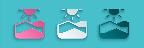 剪纸干旱图标孤立在蓝色背景图片下载