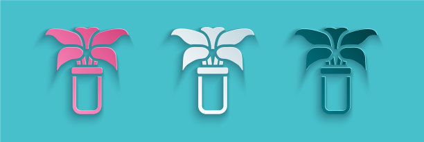 剪纸异国情调的热带植物在花盆图标图片下载