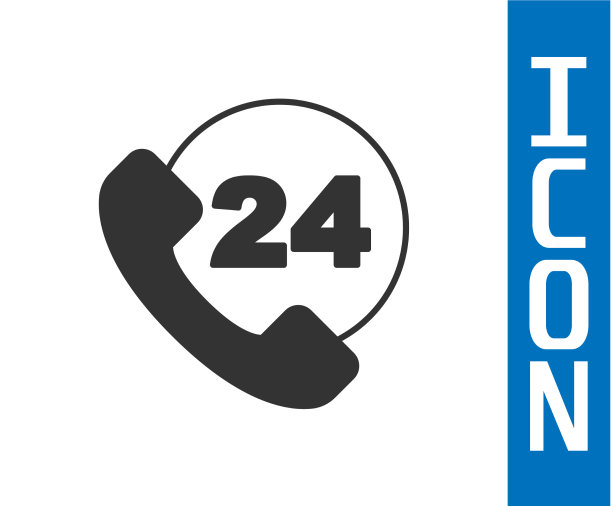 灰色电话24小时支持图标隔离图片下载