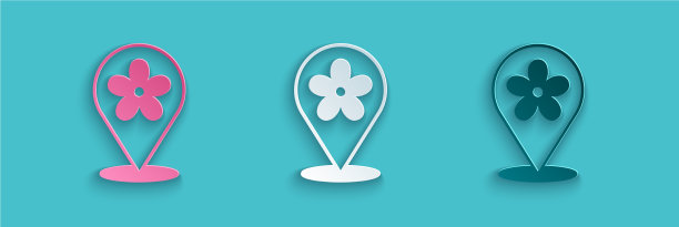 剪纸的位置与花的图标隔离上图片下载