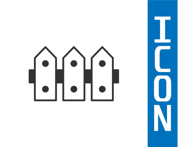 灰色花园栅栏木制图标孤立在白色图片下载