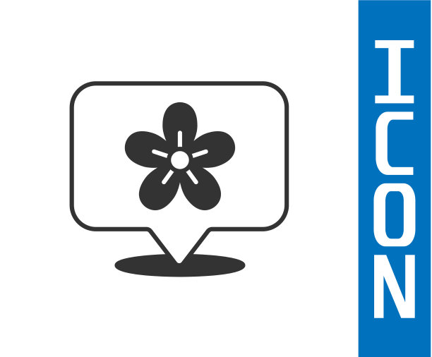 灰色位置，花图标孤立在白色上图片下载