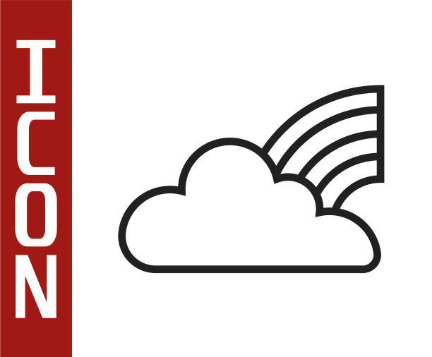 黑线彩虹与云图标隔离图片下载