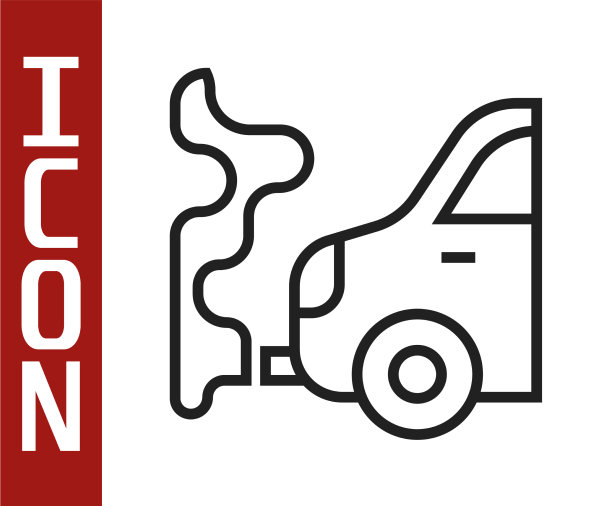 黑色线汽车排气图标隔离在白色图片下载