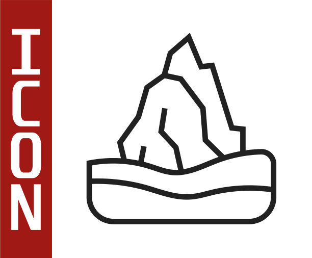 黑线冰山图标孤立在白色图片下载