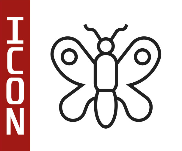 黑线蝴蝶图标孤立在白色上图片下载