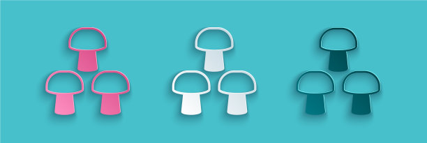 剪纸蘑菇图标孤立在蓝色图片下载