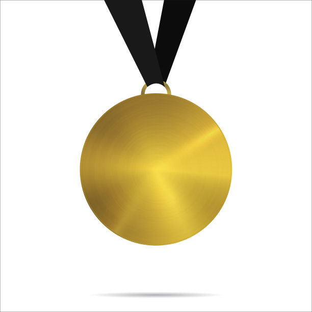 金牌模板与黑丝带孤立图片下载