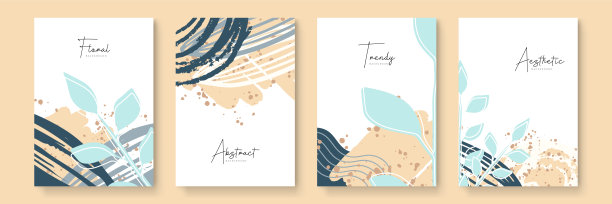 花设计的社会媒体故事模板与树叶和波浪普遍创意有机波西米亚设计集合图片下载