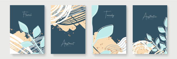 花设计的社会媒体故事模板与树叶和波浪普遍创意有机波西米亚设计集合图片下载