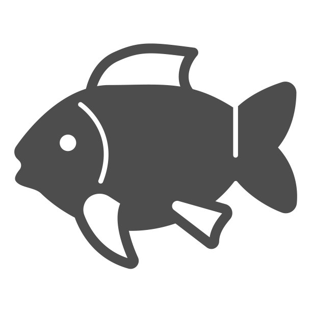 鱼固体图标，英语早餐概念，鱼矢量标志在白色背景，鱼字形风格的移动概念和网页设计。矢量图形。图片下载