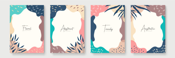 花设计的社会媒体故事模板与树叶和波浪普遍创意有机波西米亚设计集合图片下载