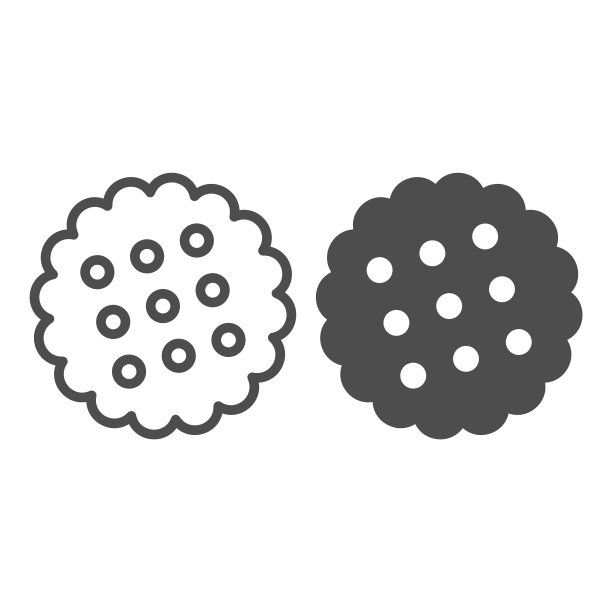 饼干线和固体图标，英语早餐概念，饼干矢量标志上的白色背景，饼干轮廓风格的移动概念和网页设计。矢量图形。图片下载