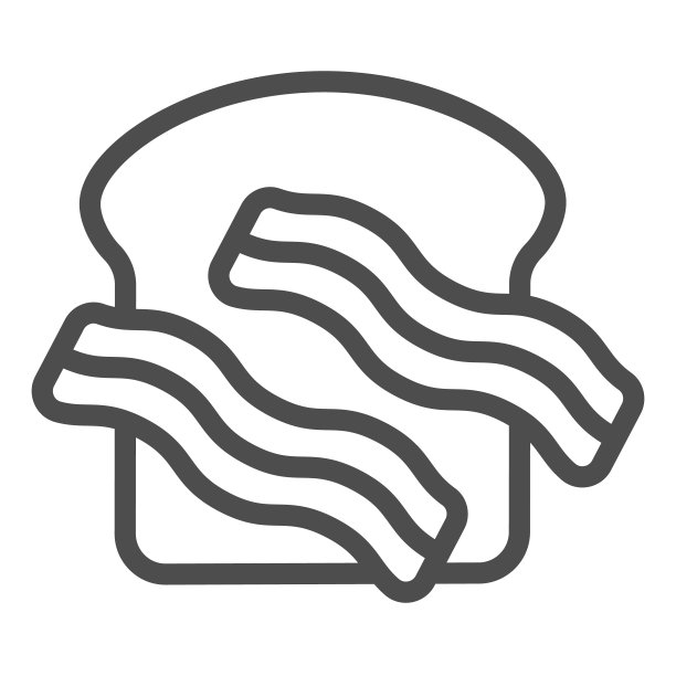 肉牛排和吐司面包线图标，英语早餐概念，肉和吐司矢量标志在白色背景上，肉，面包轮廓风格的移动概念和网页设计。矢量图形。图片下载