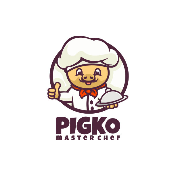 矢量插画厨师猪吉祥物卡通风格。图片下载