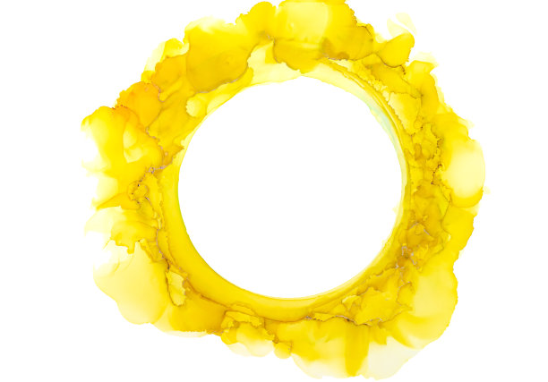 抽象的黄色和橙色水彩圈，水墨笔触孤立在白色，创意插图，时尚背景，标志图片下载