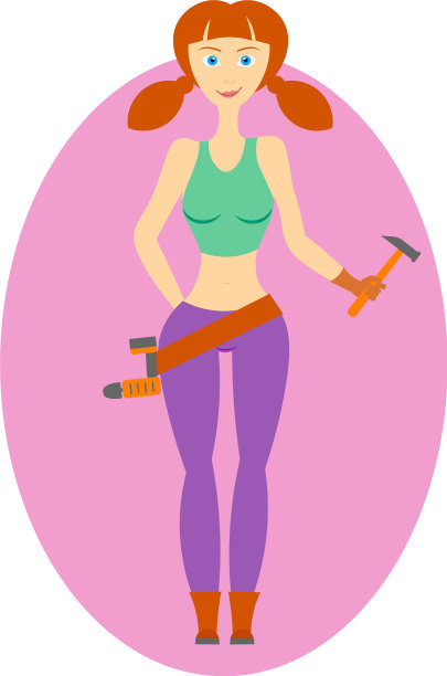 房子改造女孩女孩孤立在白色图片下载