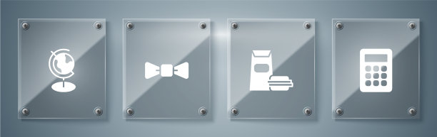 设置计算器汉堡领结和地球仪图片下载