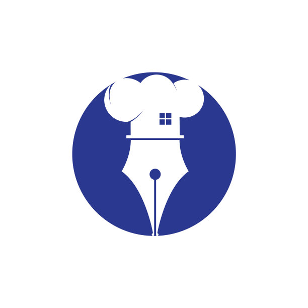 笔和厨师帽与家图标标志设计图片下载