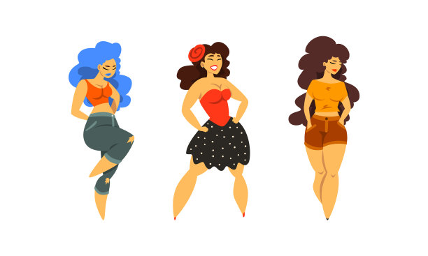 加大尺寸的女人模特摆姿势和微笑图片下载