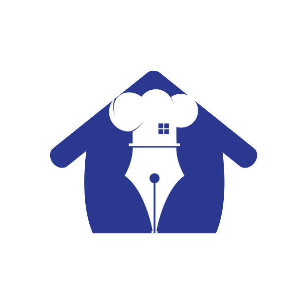 笔和厨师帽与家图标标志设计图片下载