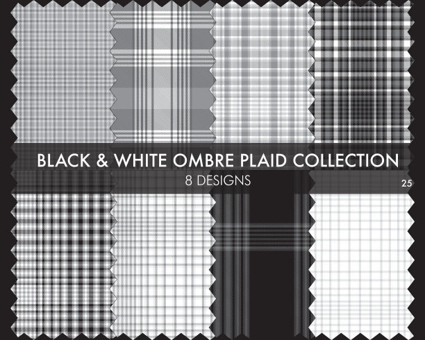 黑色和白色渐变格子纹理无缝图片下载