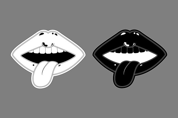 舌头伸出来的嘴是流行黑色艺术图片下载