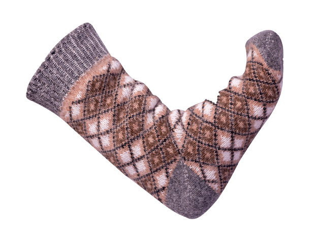 孤立在白色背景上的羊毛袜。图片下载