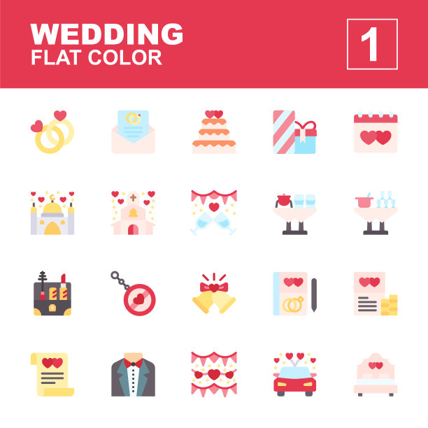 Icon set wedding用单色技术制作图片下载
