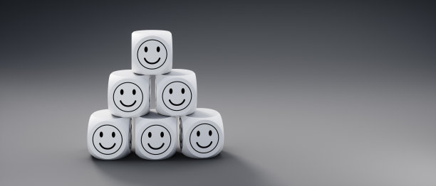 一堆骰子与微笑的脸图标图片下载